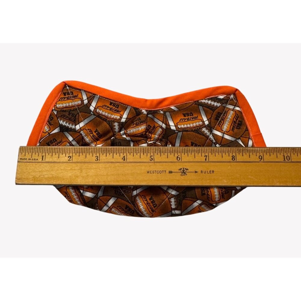 Handmade FOOTBALL USA ORANGE Microwave Safe Bowl Cozy Reversible Quilted Cozie - Picture 5 of 8